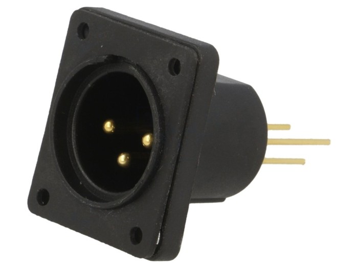 Conector XLR 3 pini aurit THT