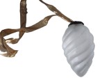 Glob mare sticla mata groasa, vintage, cu agatatoare de metal, 18cm lungime x cca 9cm diametru maxim