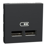 Priza USB tip A dubla incarcare 2M Schneider Noua Unica antracit NU341854