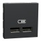 Priza USB tip A dubla incarcare 2M Schneider Noua Unica antracit NU341854