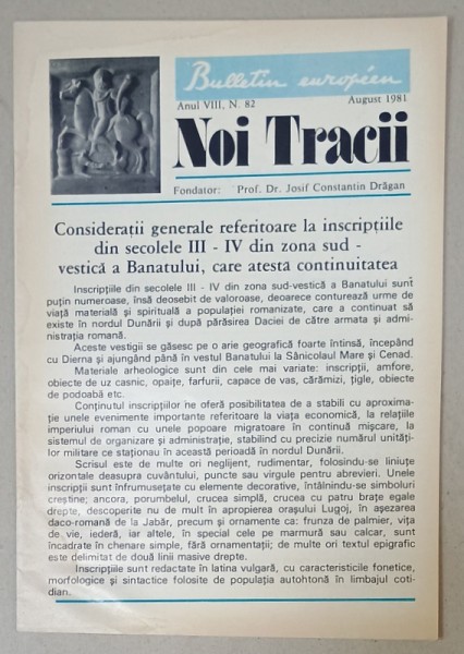 NOI TRACII , REVISTA FONDATA DE JOSIF CONSTANTIN DRAGAN , NR.82, 1981