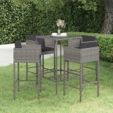 Set mobilier bar de gradina cu perne, 5 piese, gri, poliratan GartenMobel Dekor, vidaXL