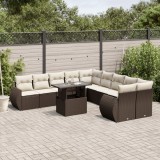 VidaXL Set canapele de grădină cu perne, 11 piese, maro, poliratan 3268803