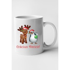 Cana alba personalizata "Craciun Fericit!, modelul 23", INOVATIX&reg;️. 330ml