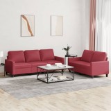 VidaXL Set de canapele cu perne, 2 piese, roșu vin, piele ecologică