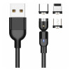 Cablu Incarcare USB - Lightning / USB Type-C / MicroUSB OEM Magnetic Rotate, L, 1 m, 2A, Negru