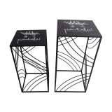 Cumpara ieftin Set 2 suporturi flori fier negru alb 30 x 30 x 60, 35 x 35 x 70 cm