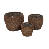 Cumpara ieftin Set 3 ghivece flori fibre naturale 18 x 17 cm, 25 x 21,5 cm, 30 x 26 cm