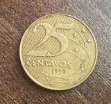 C50 - Moneda foarte veche - Brazilia - 25 centavos - 1999