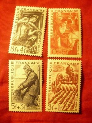 Serie Franta 1949 - Munca - Muncitori , 4 valori foto