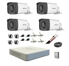 Sistem supraveghere Hikvision 4 camere 2MP IR 80M DVR 4 canale Hard 1TB accesorii SafetyGuard Surveillance