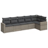 Cumpara ieftin Set mobilier gradina cu perne, 6 piese, gri, poliratan