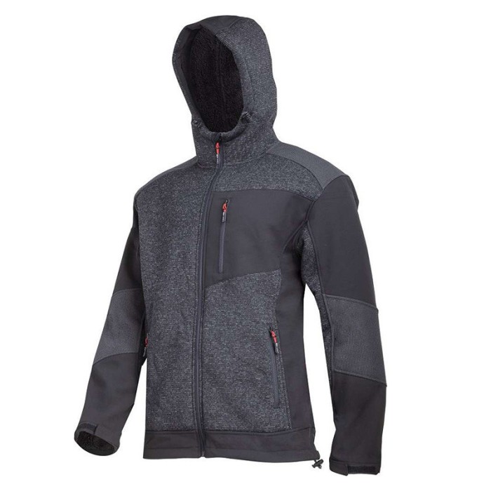 Jacheta elastica tip-sherpa cu gluga / negru - 2xl
