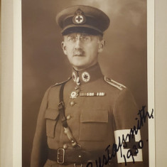 GUSTAV AXEL SMITH , FOTOGRAFIE SEMNATA SI DEDICATIE CATRE COLONELUL ( VIITORUL GENERAL ) DR. I. SAIDAC 1931