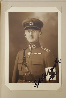 GUSTAV AXEL SMITH , FOTOGRAFIE SEMNATA SI DEDICATIE CATRE COLONELUL ( VIITORUL GENERAL ) DR. I. SAIDAC 1931 foto