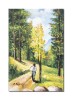 Tablou pictat manual, Peisaj din natura, pe carari montane, 30x20cm ulei pe panza, Constantin Feraru