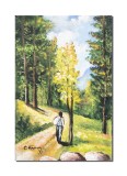 Cumpara ieftin Tablou pictat manual, Peisaj din natura, pe carari montane, 30x20cm ulei pe panza, Constantin Feraru