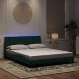 vidaXL Cadru de pat cu lumini LED, verde &icirc;nchis, 160x200 cm, catifea