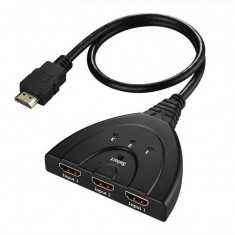 Switch HDMI cu 3 porturi, spliter/ multiplicator 3 dispozitive la 1 TV, cablu 50cm, calitate deosebita, Full HD, splitter