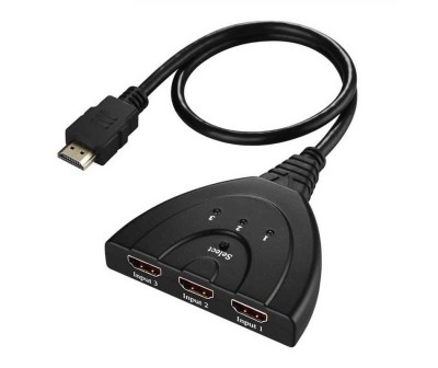 Switch HDMI cu 3 porturi, spliter/ multiplicator 3 dispozitive la 1 TV, cablu 50cm, calitate deosebita, Full HD, splitter foto