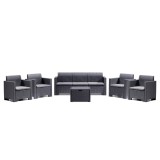 Set mobilier gradina Leziter Nero II Large, 7 locuri, Plastic, Culoare Antracit