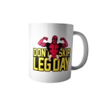 Cana alba personalizata &quot;Deadpool Leg Day&quot;, INOVATIX&reg;. 330ml, Oem