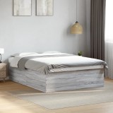 Cadru Pat 160x200 cm Gri Sonoma vidaXL Lemn Prelucrat, Suport Lamele, Design Modern, Durabil, Stabil