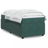 Cumpara ieftin Pat box spring cu saltea, verde &icirc;nchis, 100x200 cm, catifea