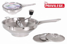 Strecuratoare/sita inox pentru pasat legume cu 3 discuri, 24 cm foto