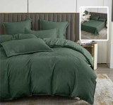 Lenjerie pat dublu,bumbac finet,6 piese,cearceaf normal 230x250cm, cearceaf pilota 200x230cm, 2 fete de perna 50x70, 2 fete de perna 70x70,verde inchi, Ralex Pucioasa