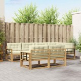 vidaXL Set de canapele de exterior 6 pcs Alb și crem Poliester 3386594