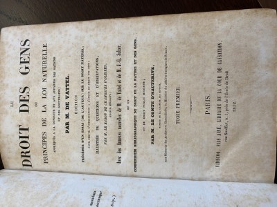 Vattel, Droit des Gens, tom 1, 1852 foto