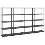 Cumpara ieftin Raft de depozitare cu 5 polite, negru, 284x38x170 cm, plastic