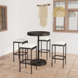 VidaXL Set mobilier bar de grădină cu perne, 5 piese, negru, poliratan
