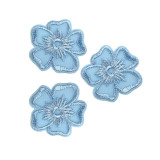 Set 5 aplicatii termoadezive brodate Crisalida, 35 mm, floare Bleu