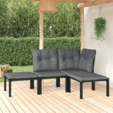 Gossi set mobilier de gradina, 4 piese, negru si gri, poliratan