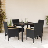 Set mobilier de gradina cu perne 5 piese negru poliratan&amp;sticla GartenMobel Dekor, vidaXL