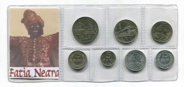 q309 ROMANIA RSR SET MONEDE INFOLIATE NICOLAE CEAUSESCU FATIA NEGRA