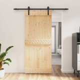 Cumpara ieftin Usa glisanta Natural si Negru 90 x 210 cm Lemn de Pin Solid