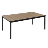 Masă grădină Curver Porto 200, plastic efect lemn frasin, 200x95 cm, 6 persoane, rezistentă UV, cadru metalic negru