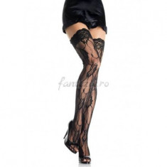 Romantic Rose Lace Thigh Highs Black Leg Avenue - OS foto