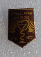 Insigna Spitalul Rural Baia de Cris 1972 foto