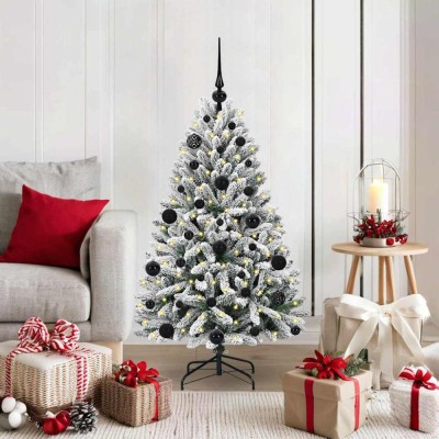 vidaXL Brad de Crăciun artificial Verde și alb 120 cm PVC și Metal 3395731 foto