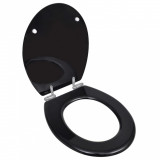 Capac WC cu &icirc;nchidere silențioasă negru MDF design simplu