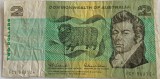 "2 Two Dollars Dolari 1966 Commonwealth of Australia" circulata Semnaturi RARE: Coombs &amp; Wilson / Portrete: J MacArthur magnat lana &amp; W Farrer agronom