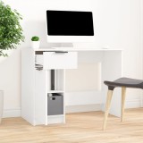 Birou alb vidaXL, 100x50x75 cm, lemn prelucrat, cu sertar si compartimente