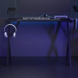 Birou Gaming vidaXL Negru 110x60x75 cm cu Suport Casti/Pahare/Controller, Design Ergonomic, Picioare Y