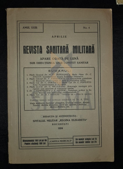 POTARCA I. (Doctor, Inspector Tehnic al Serviciului Sanitar al Armatei)