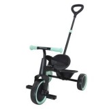 Tricicleta 2 in 1, Neagra cu Accente Verde Menta, Cadru Metalic, cu Centura de Siguranta si Maner pentru Parinte, CMCLASS