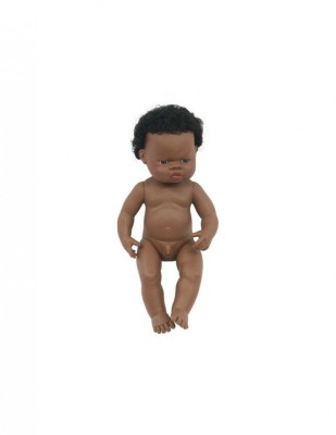 Papusa African Baiat 38 cm - Miniland foto